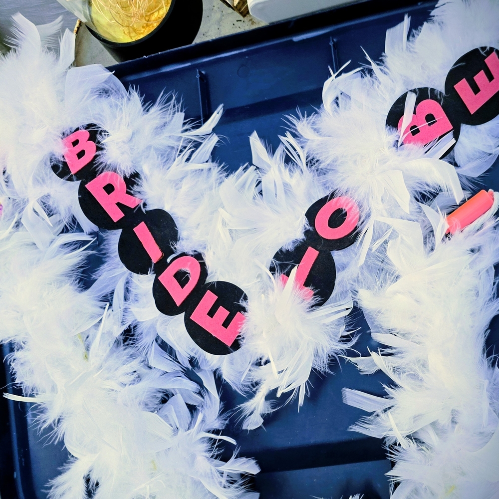 White and Pink Bride to Be Feather Boa